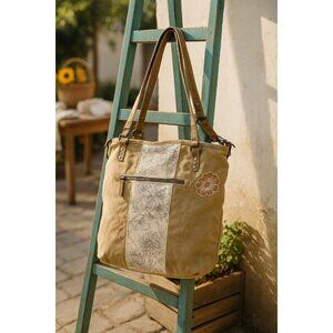 Boho Floral Canvas Tote Bag | Made in India | Slouchy Carryall 16"x15"